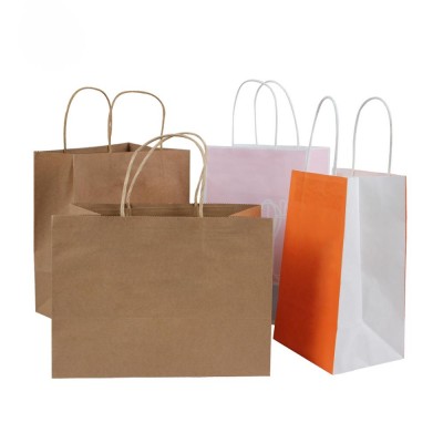 Food Kraft Paper Bags With Handle,White Paper Bag With Printed