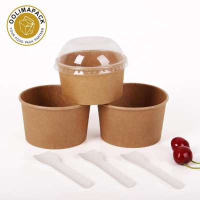 Wholesale Customer printed disposable PLA paper frozen yogurt cup/ ice cream cup with dome lid