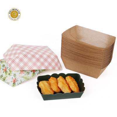 Wholesale hot dog box container disposable recycled paper food tray